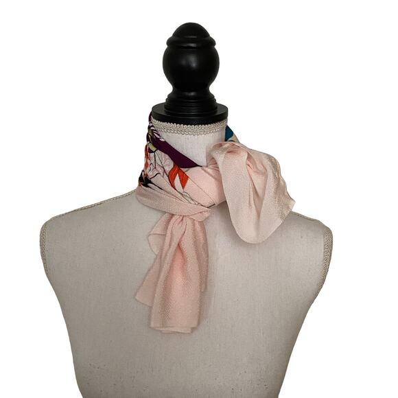 Japanese Girl Light Pink Graphic Handkerchief Scarf Neck Wrap 24 X27 - Picture 5 of 5